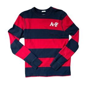 VINTAGE Abercrombie & Fitch Red & Navy Size XL Long Sleeve Shirt EUC